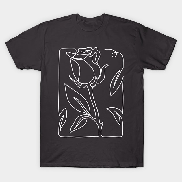 Rose Continuous Line Art T-Shirt by Sassee Designs